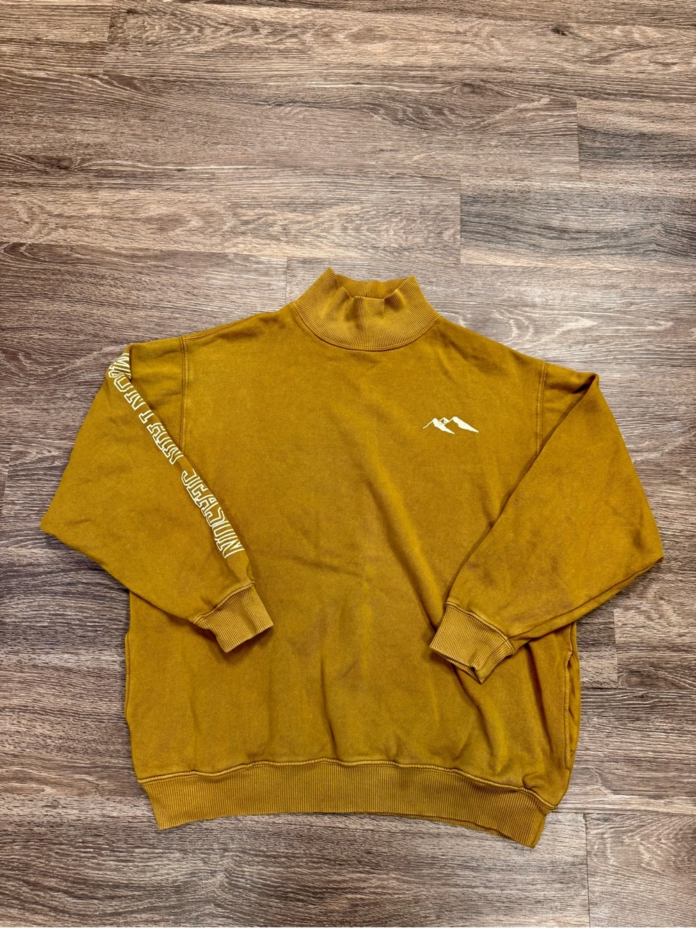 Aerie Mountain Season Mock Neck Fleece Sweatshirt Mustard Medium